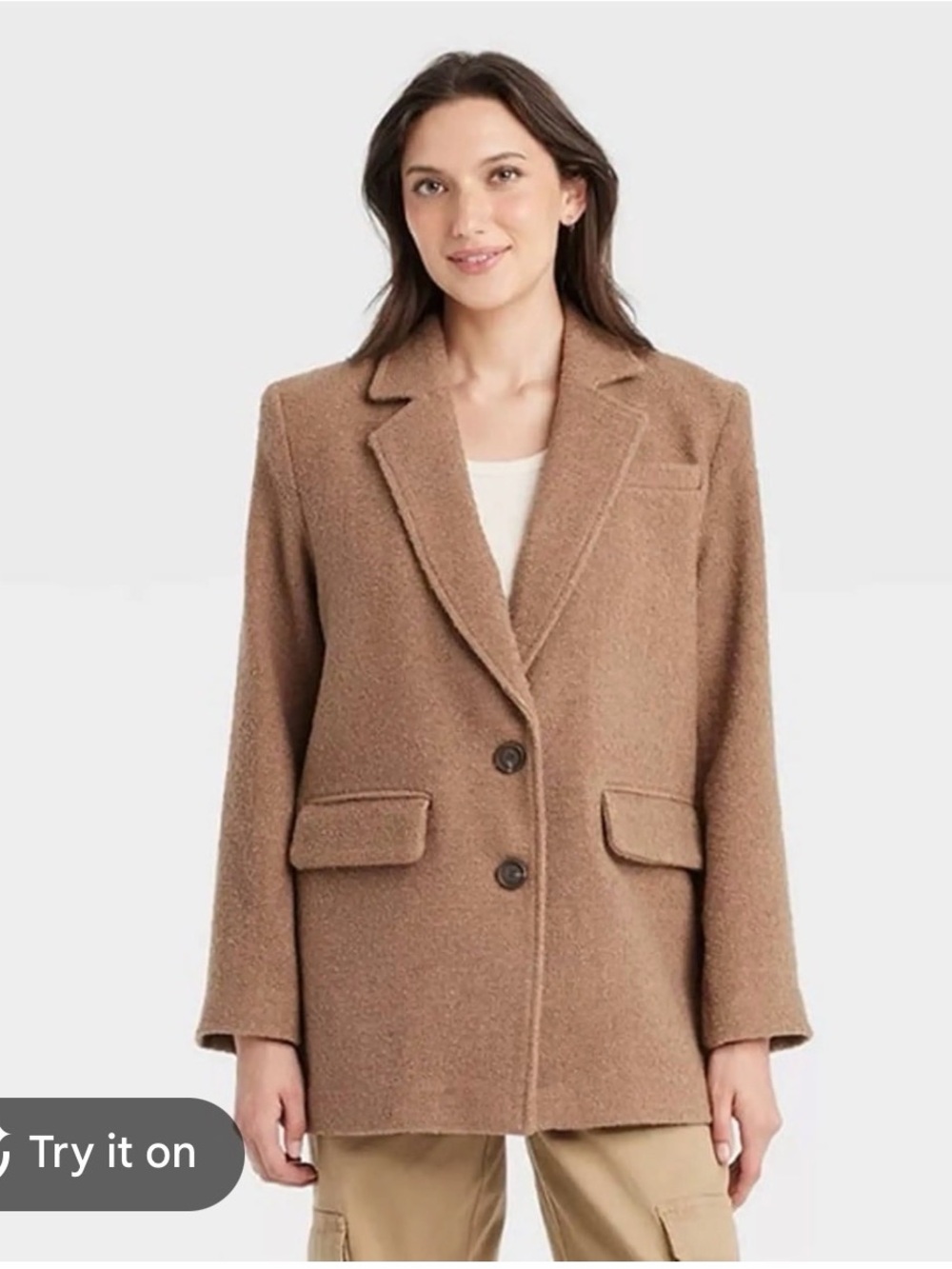Universal Thread Women's Camel Wool-Blend Tailored Blazer